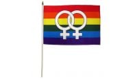 Double Venus Rainbow Stick Flag 12in by 18in on 24in Wooden Dowel