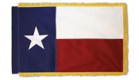 Embroidered Polyester Fringed Sleeved Texas Flag 3ft by 5ft .
