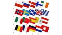 12x18in Set of 20 European Stick Flags shown countries included