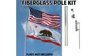 24ft Fiberglass Telescoping Flag Pole & Ground Spike Kit