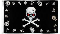 Skull and Bones Red Eyes Pirate Printed Polyester Flag 3ft by 5ft