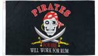 Pirates for Hire Printed Polyester Flag 3ft by 5ft