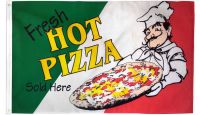 Fresh Hot Pizza Printed Polyester Flag 3ft by 5ft
