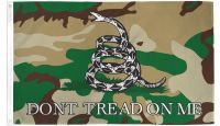 Don't Tread On Me Gadsden Camo Printed Polyester Flag 3ft by 5ft