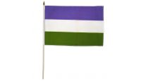 Genderqueer Stick Flag 12in by 18in on 24in Wooden Dowel