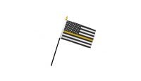 Thin Gold Line USA Stick Flag 4in by 6in on 10in Black Plastic Stick