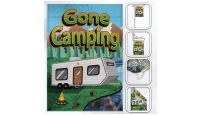 H&G Studios Gone Camping Printed Polyester Flag 12in by 18in with close ups of material and on pole