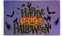 Happy Halloween Purple Printed Polyester Flag 3ft by 5ft