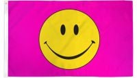 Happy Face Pink Printed Polyester Flag 3ft by 5ft