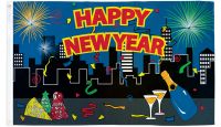 Happy New Year Printed Polyester Flag 3ft by 5ft