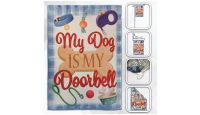 H&G Studios My Dog is My Doorbell  Printed Polyester Flag 12in by 18in with close ups of material and on pole