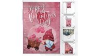H&G Studios Valentine's Day Printed Polyester Flag 12in by 18in with close ups of material and on pole