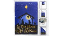 H&G Studios We Believe Manger  Printed Polyester Flag 12in by 18in On Garden Wall Mounted Pole