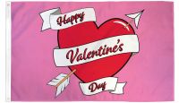 Happy Valentine's Day Heart Printed Polyester Flag 3ft by 5ft