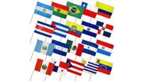12x18in Set of 20 Latin American Stick Flags shown countries included
