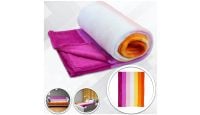 Lesbian Sunset Blanket 50in by 60in in Soft Plush with closeups of material and displayed on furniture