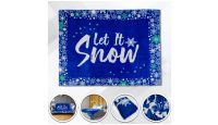 Let It Snow  Blanket 50in by 60in in Soft Plush with closeups of material and displayed on furniture