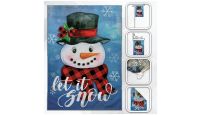 H&G Studios  Let it Snow Snowman  Printed Polyester Flag 12in by 18in with close ups of material and on pole
