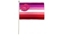 Lipstick Lesbian Stick Flag 12in by 18in on 24in Wooden Dowel