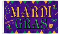 Mardi Gras Festival Printed Polyester Flag 3ft by 5ft