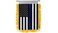 Thin Blue Line Rearview Mirror Mini Banner 4in by 6in
