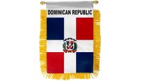 Dominican Republic Rearview Mirror Mini Banner 4in by 6in