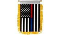 Thin Red/Blue Line Rearview Mirror Mini Banner 4in by 6in