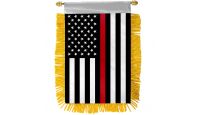 Thin Red Line Rearview Mirror Mini Banner 4in by 6in