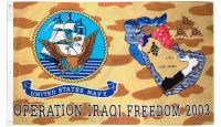 Operation Iraqi Freedom  Navy Printed Polyester Flag 3ft by 5ft
