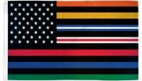 Thin Multi Line Printed Polyester Flag 3ft by 5ft