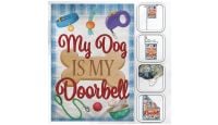 H&G Studios My Dog is My Doorbell  Printed Polyester Flag 12in by 18in with close ups of material and on pole