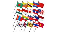 4x6in Set of 20 Asian Stick Flags shown countries included