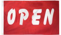 Open Red & White Printed Polyester Flag 3ft by 5ft