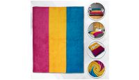 Pansexual  Blanket 50in by 60in in Soft Plush with closeups of material and displayed on furniture