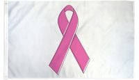 Pink Ribbon White Printed Polyester Flag 3ft by 5ft