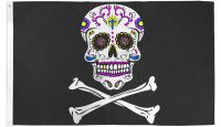 Pirate Sugar Skull Printed Polyester Flag 3ft by 5ft