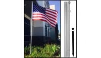 10ft Aluminum Silver Outdoor Pole with Ground Spike Displaying USA Flag