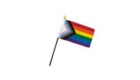 Progress Pride Stick Flag 4in by 6in on 10in Black Plastic Stick