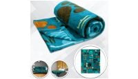 Puppy Paws  Blanket 50in by 60in in Soft Plush with closeups of material and displayed on furniture