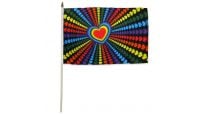 Rainbow Love Stick Flag 12in by 18in on 24in Wooden Dowel