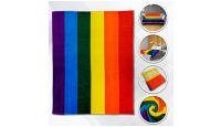 Rainbow  Blanket 50in by 60in in Soft Plush with closeups of material and displayed on furniture
