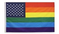 Embroidered Polyester Rainbow USA Flag 3ft  by 5ft .