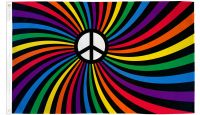 Rainbow Swirl (Black Peace Sign) 3x5ft