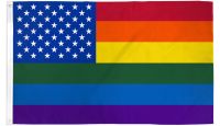 Rainbow US Stars Printed Polyester Flag 3ft by 5ft