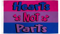 Hearts Not Parts Bisexual Printed Polyester Flag 3ft by 5ft