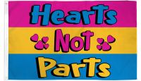Hearts Not Parts Pansexual  Printed Polyester Flag 3ft by 5ft