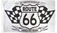 Route 66 Black & White Printed Polyester Flag 3ft by 5ft