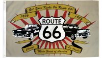 Route 66 Cars Printed Polyester Flag 3ft by 5ft
