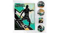 Soccer All Star  Blanket 50in by 60in in Soft Plush with closeups of material and displayed on furniture