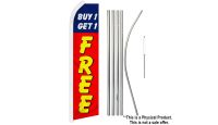 Buy 1 Get 1 Free Superknit Polyester Swooper Flag Size 11.5ft by 2.5ft & 6 Piece Pole & Ground Spike Kit